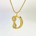 Minimalist gold letter D pendant necklace with sparkling cubic zirconia on cross chain - Gold D