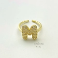 Adjustable golden open ring featuring a crystal zircon pavé letter M design - Gold M