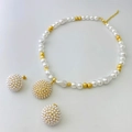 Parure bijoux en perles acryliques avec coquillages et collier boucles d'oreilles dorés - Style A Ensemble