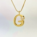 Golden letter G pendant necklace with zircon stone on box chain for women - Gold G