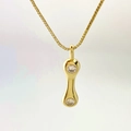 Minimalist gold necklace featuring a streamlined water drop pendant with two CZ stones - Gold I