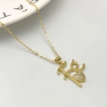 Gold plated HQ initial necklace with micro-paved zircon heart pendant for couples - HQ Letter Heart Style (c)