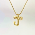 Polished gold box chain necklace with minimalist letter J pendant and zircon accents - Gold J