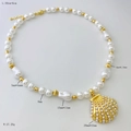 Handmade acrylic pearl necklace set with large golden seashell pendant and shell beads - Style C Necklace