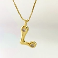 Elegant gold plated letter L pendant necklace with zircon crystals and box chain link - Gold L