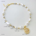 Baroque pearl necklace with snail shell pendant, size 39cm plus 6cm extension chain - Style D Necklace