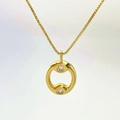 Minimalist gold necklace featuring a hollow circle pendant with sparkling zircon stones - Gold O