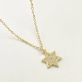 Collana minimalista con stella dorata e micro-pavé di scintillanti cristalli di zircone - Stile Stella a Cinque Punte Pavé Oro (l)