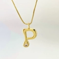 Elegant gold letter P pendant necklace with drop-style design and sparkling zircon - Gold P