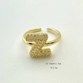 Adjustable gold letter Z ring with sparkling cubic zirconia stones for women - Gold Z
