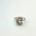 Adjustable silver letter G ring with micro-paved cubic zirconia for a sparkling look - Silver C