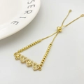 Adjustable golden MAMA heart bracelet with crystal pavé and sliding bolo clasp - MAMA Heart Style / Style A
