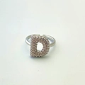 Silver-plated adjustable open ring featuring a sparkling zircon-encrusted capital letter D - Silver D