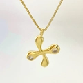 Minimalist gold droplet letter necklace featuring cross petal pendant with zircon stones - Gold X