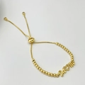 Adjustable golden beaded bracelet featuring a Mom heart charm with micro-pave white stones - Mom Heart Style / Style C