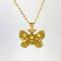 18K gold-plated butterfly necklace with frosted and polished texture on O-chain - Style A (Matte and Mirror Texture) / Gold