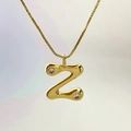 Golden necklace with letter Z pendant and crystal accents on a refined box chain - Gold Z