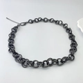 Retro gunmetal plated thick chain necklace with lobster clasp and adjustable extension link - Twisted Rope Texture Chain Necklace (Style A) / Gunmetal