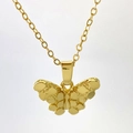 Elegant 18K gold plated copper butterfly pendant necklace on a delicate link chain - Style B (Polished Dot Texture) / Gold