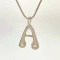 Letter A pendant necklace in silver with clear zircon accents and a fine box chain - Silver A