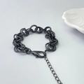 Retro gun black plated thick chain bracelet with twisted ring texture and lobster clasp - Twisted Rope Texture Chain Bracelet (Style A) / Gunmetal