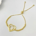 Adjustable golden MOM bracelet with hollow heart pendant and sparkling zircon horseshoe detail - Style E Heart Horseshoe / Gold