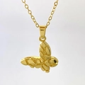 Elegant 18K gold-plated butterfly pendant necklace with matte and polished wings finish - Style C (Nugget Shiny Inlay) / Gold