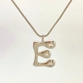 Minimalist silver letter E pendant necklace with clear cubic zirconia stones - Silver E