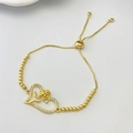 Golden MOM heart bracelet with roses and adjustable slider chain for women - Style G Heart Rose / Gold