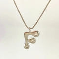 Letter F pendant necklace in silver finish with three sparkling zirconia accents - Silver F
