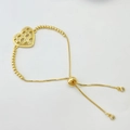 Adjustable gold MOM heart bracelet with geometric hollow pattern and sparkling zircons - Style H Hollow Heart / Gold