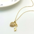 Elegant gold heart lock and key pendant necklace with sparkling cubic zirconia stones - Heart Lock and Key Combination Style (Type E)