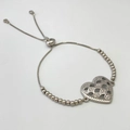 Silver MOM heart bracelet with hollow heart pendant and sparkling cubic zirconia stones - Style H Hollow Heart / Silver