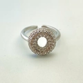 Silver open ring with cubic zirconia micro-pave circle center in a minimalist style - Silver O
