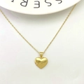 Golden 3D heart pendant necklace with elegant textured embossed details and fine chain - Diagonal Stitching Embossed Heart Style (Type J)