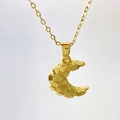 18K gold plated crescent moon necklace with geometric texture and fine chain for women - Crescent Moon Shape (Style A)