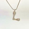Minimalist silver letter L pendant necklace with cubic zirconia on a box chain - Silver L