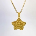 Star pendant necklace in gold finish with unique nugget texture and micro-pave details - Five-Pointed Star Shape (Type C)