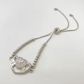 Silver MOM bracelet featuring winged heart charm and adjustable pull chain - Style L Angel Heart / Silver