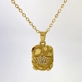 Golden rectangle star pendant necklace with micro-paved zircons in 18K gold finish - Star and Rectangular Design (Style E)