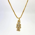 Golden stainless steel necklace with a white enamel skeleton ghost pendant charm - Skeleton Figure Style (A款)