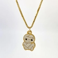 Golden Halloween necklace with cute white mummy pendant in cartoon style for women - Q Version Mummy Style (B款)