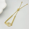 Adjustable golden infinity heart bracelet with white micro-diamonds and beads - Style N Infinity Heart / Gold