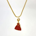 Golden box chain necklace featuring a red enamel dress pendant in elegant style - Red Gown Style (D款)