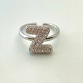 Adjustable silver ring featuring a sparkling zircon-paved letter Z in a sleek design - Silver Z