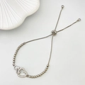 Silver adjustable MOM bracelet with infinity heart charm and sparkling zircon stones - Style N Infinity Heart / Silver
