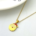 Kerstman hanger ketting van goudkleurig roestvrij staal met rode emaille details - Letter B