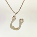 Silver drop style letter necklace with sparkling round zircon on box chain - Silver U