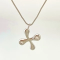 Minimalist silver X-shaped pendant necklace with cubic zirconia and box chain - Silver X