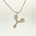 Polished silver letter Y necklace pendant with sparkling cubic zirconia on a fine box chain - Silver Y